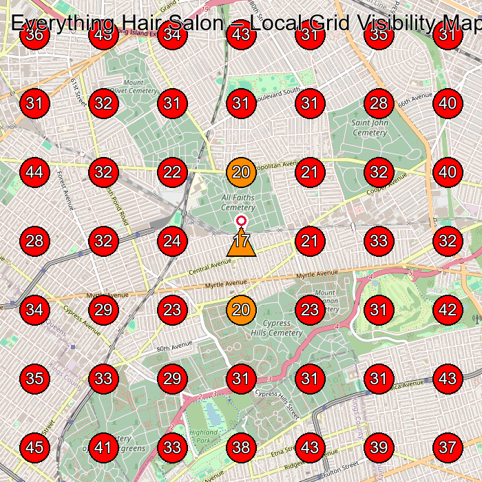 Everything Hair Salon GeoGrid visibility map for Spa in Ste 1